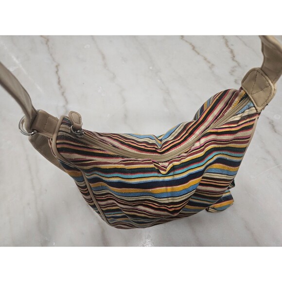 Women's Genuine Classic Shoulder Tote Bag Fabric + Faux Leather Pockets Braiding - Picture 8 of 11